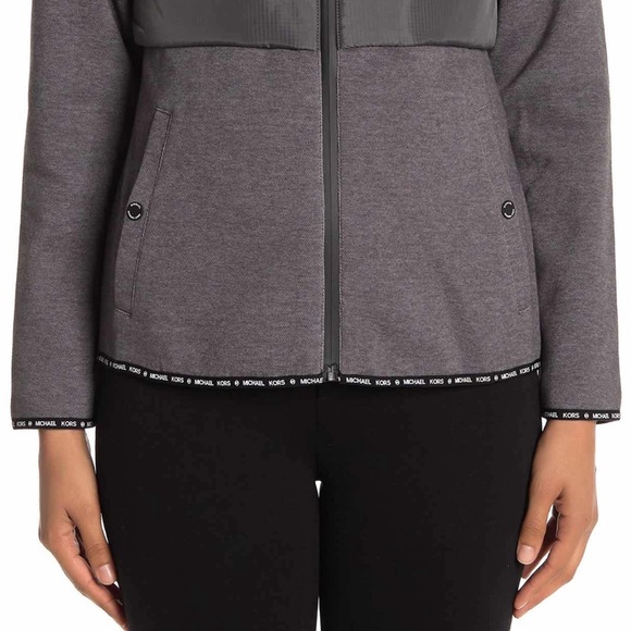 NWT Michael Kors Hooded Quilted Knit Zip Jacket - Picture 6 of 6